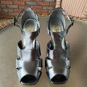 BCBG Paris Peep Toe Metallic Heels